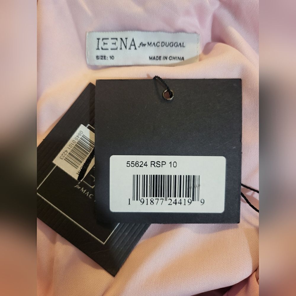 Mac Duggal DRAPED FAUX WRAP PUFF LONG SLEEVE GOWN NWT size 10 Rose Pink (55624) - Picture 6 of 6